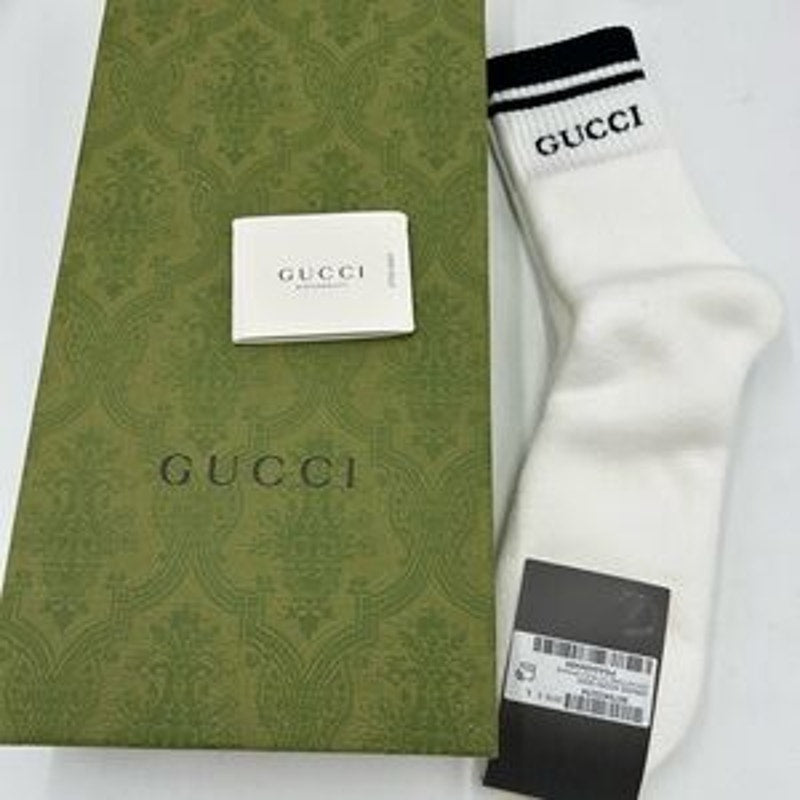 Gucci unisex logo imtarsia stretch, cotton blend socks size large