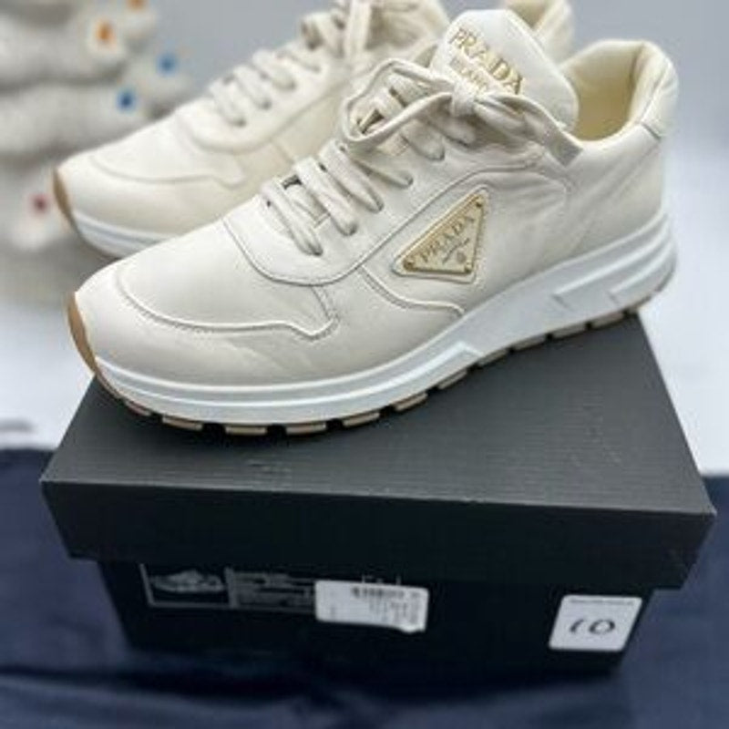 Men's Prada triangle logo leather sneakers size 8 fits 9 US made in Italy