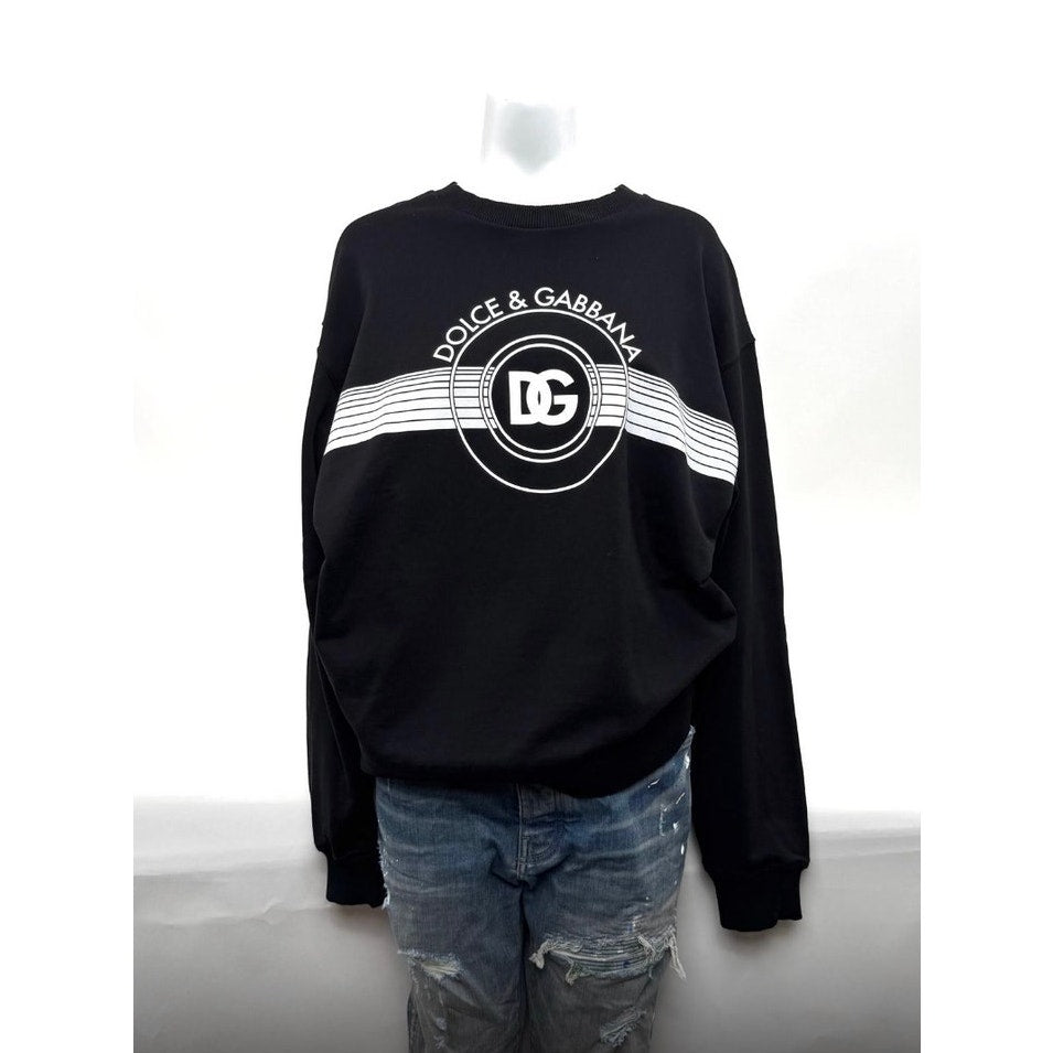 Men's Dolce & Gabbana IT 38/ Fits Like A Large Black "DG" Logo Print Sweatshirt