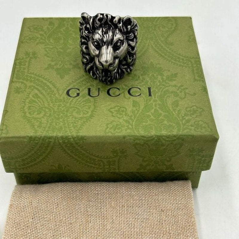 Gucci iconic Lionhead Sterling silver ring made in Italy size 10