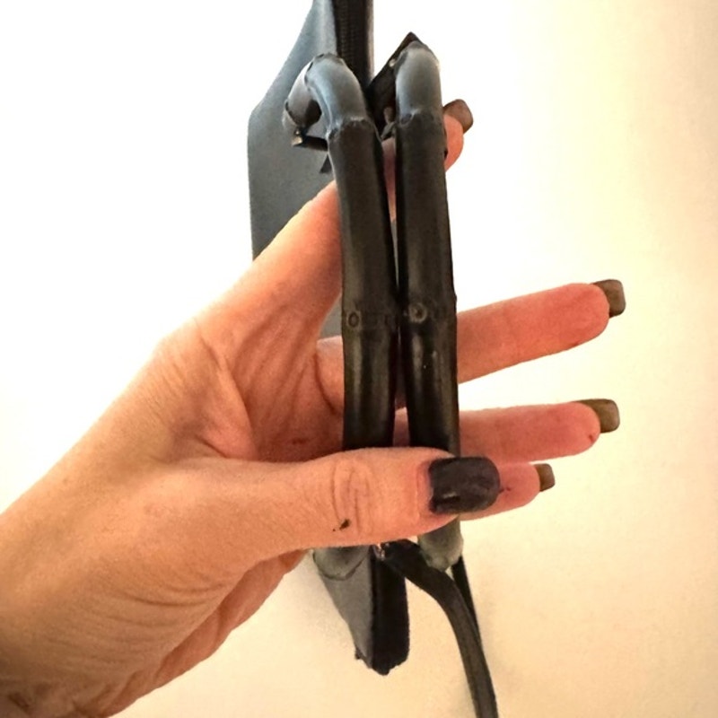 Gucci Black Pebble Grained leather w/bamboo handle /top zip/silver hardware