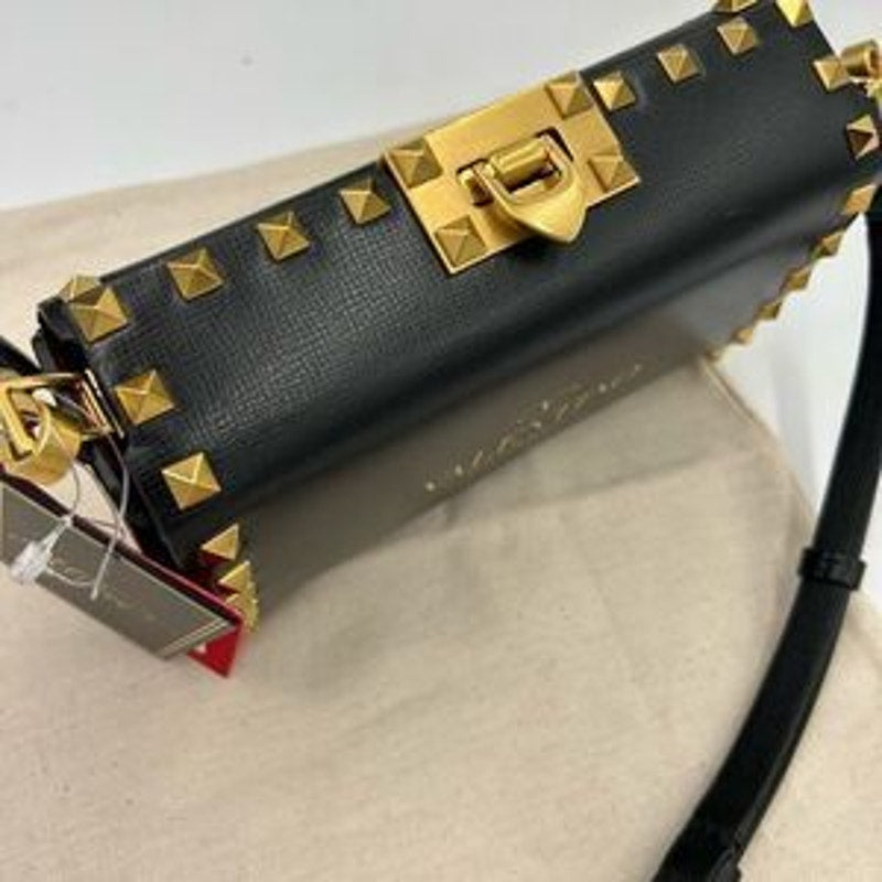 Women’s Valentino Garavani rock, stud, leather shoulder bag made in Italy