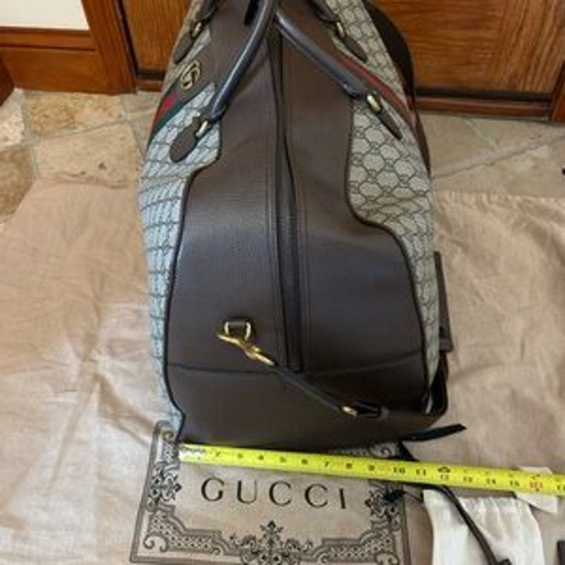 Gucci LARGE Savoy, duffel bag, GG supreme brown and tan, made in Italy NWT