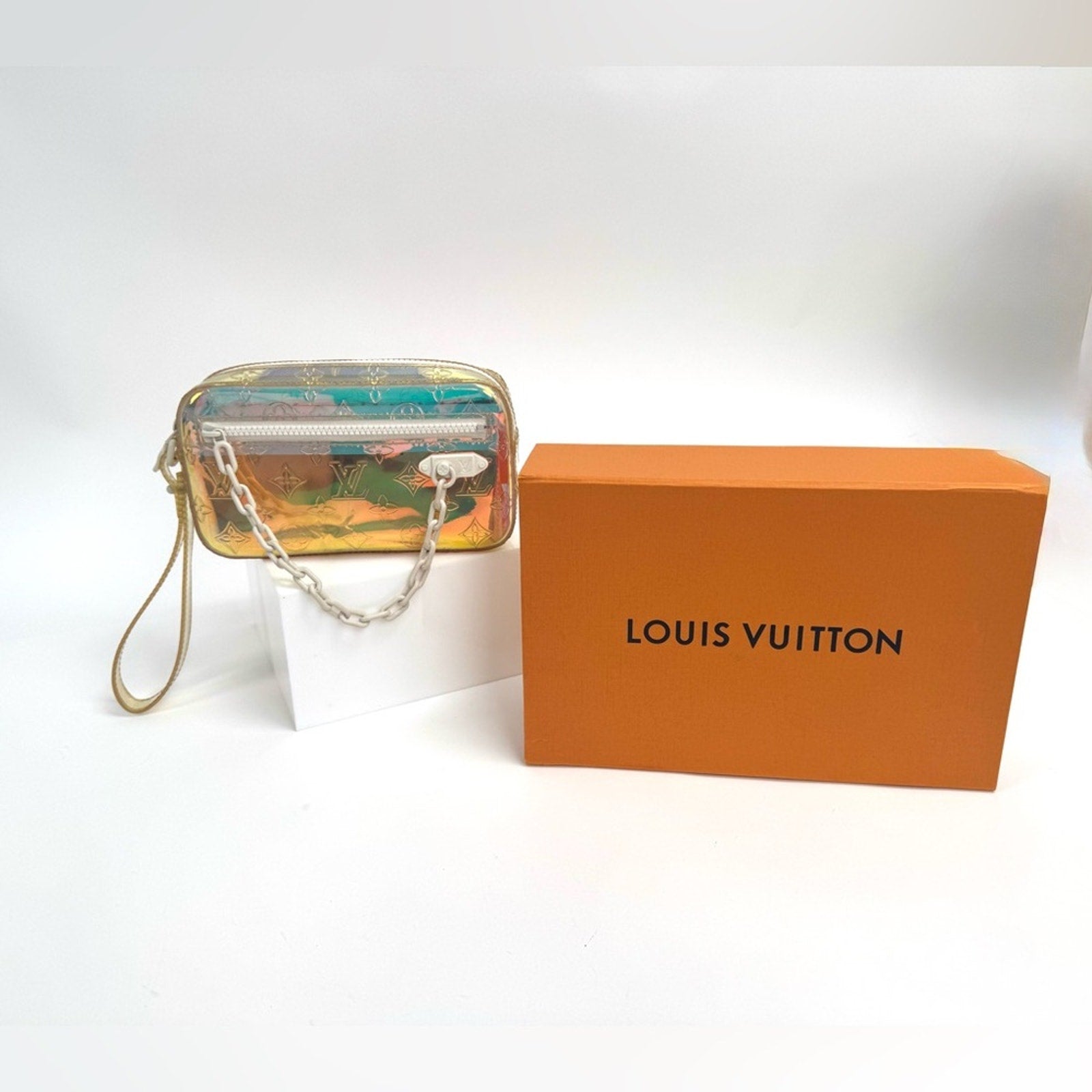 Men’s Louis Vuitton x Virgil, Abloh, prism monogramVolga wristlet full inclusion
