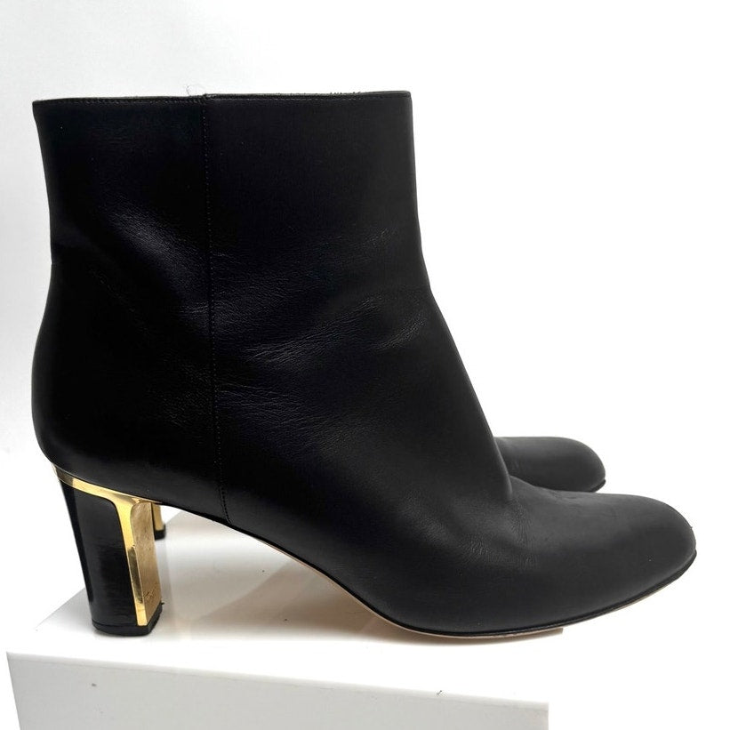 Salvatore Ferragamo Black Leather Back Zip Ankle Boots Size 8.5 B
