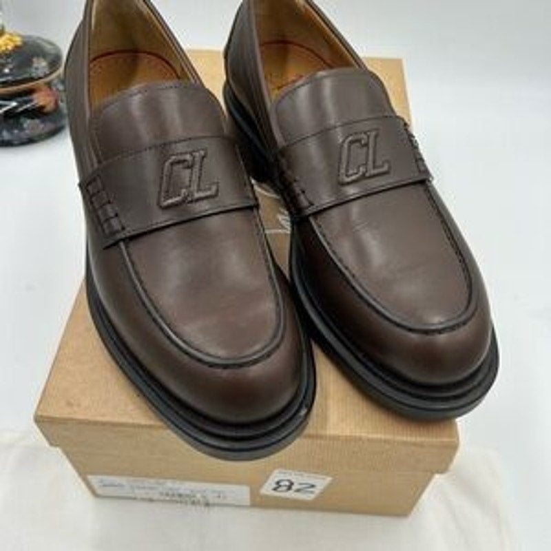 Men's Christian Louboutin Urbino moc Leather logo loafers size 41 made in Italy