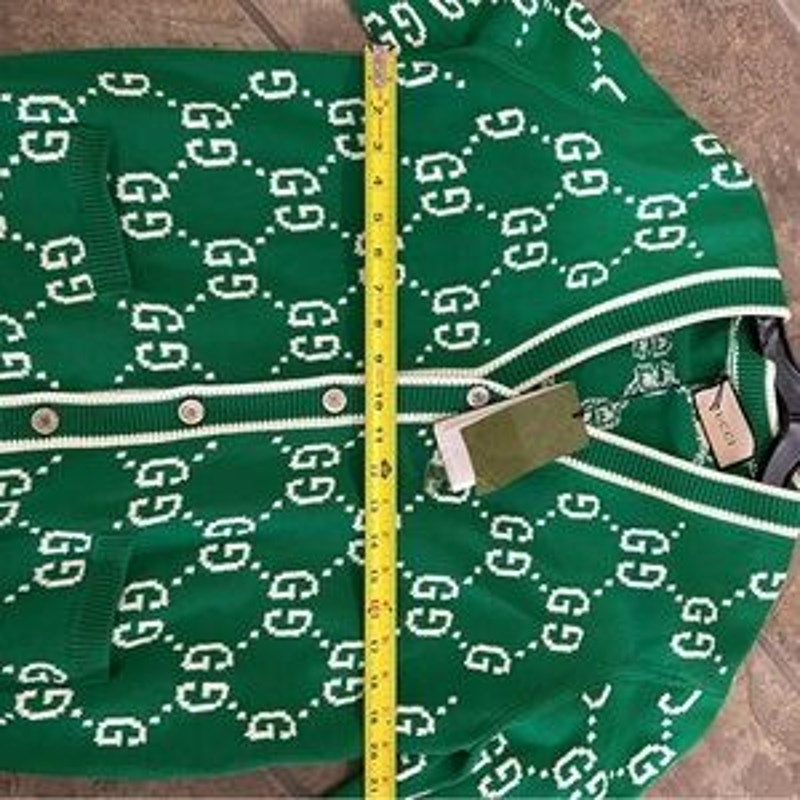 Men's Gucci, GG intarsia cotton cardigan sweater size XL made in Italy