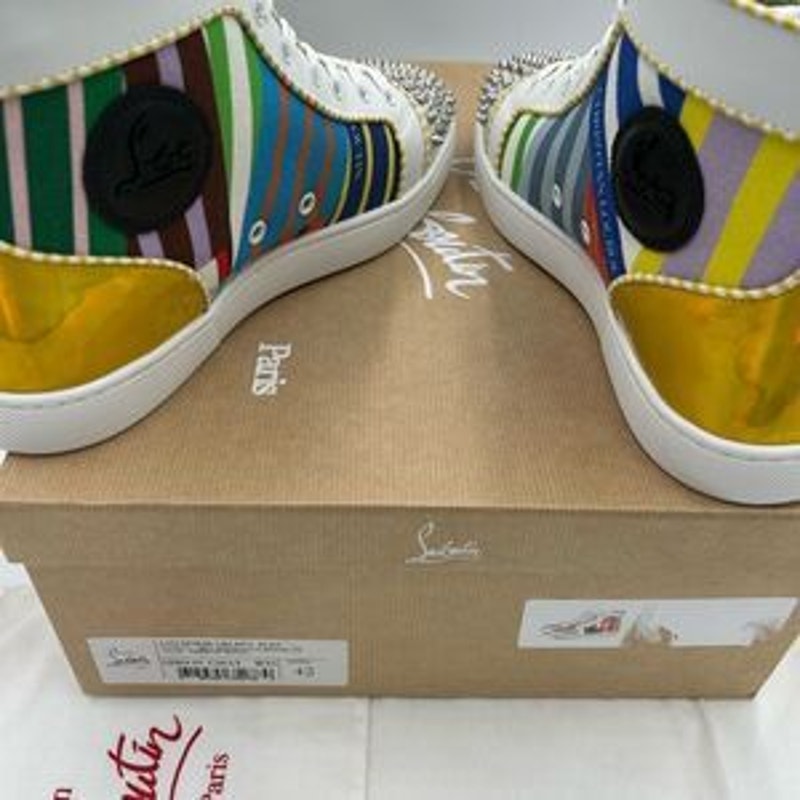 Men’s Christian Louboutin Lou spikes high top sneakers size 42 made in Italy