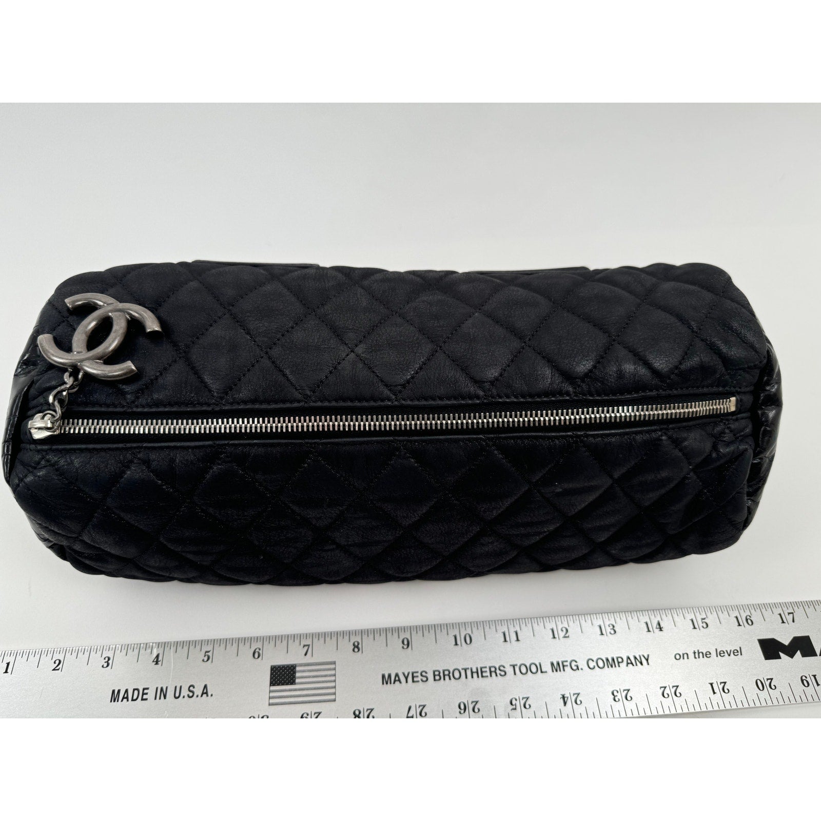 Chanel Black 3-way Leather & Patent Bag w/ Huge CC Charm /Runway Barrel Bag