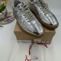 Men's Christian Louboutin TUTTI RUI low top silver leather sneakers size 46