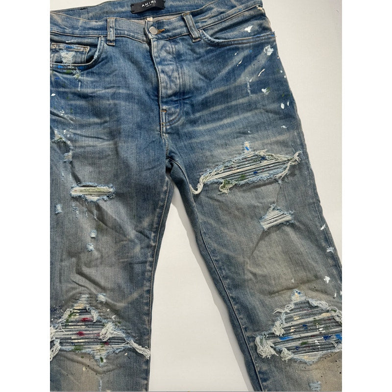 Mens AMIRI mx1 paint splatter light wash patch size 32 immaculate