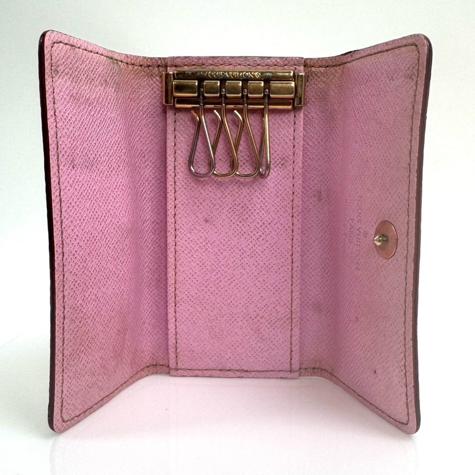 Women’s Louis Vuitton x Murakami monogram snap closure key holder, pink interior