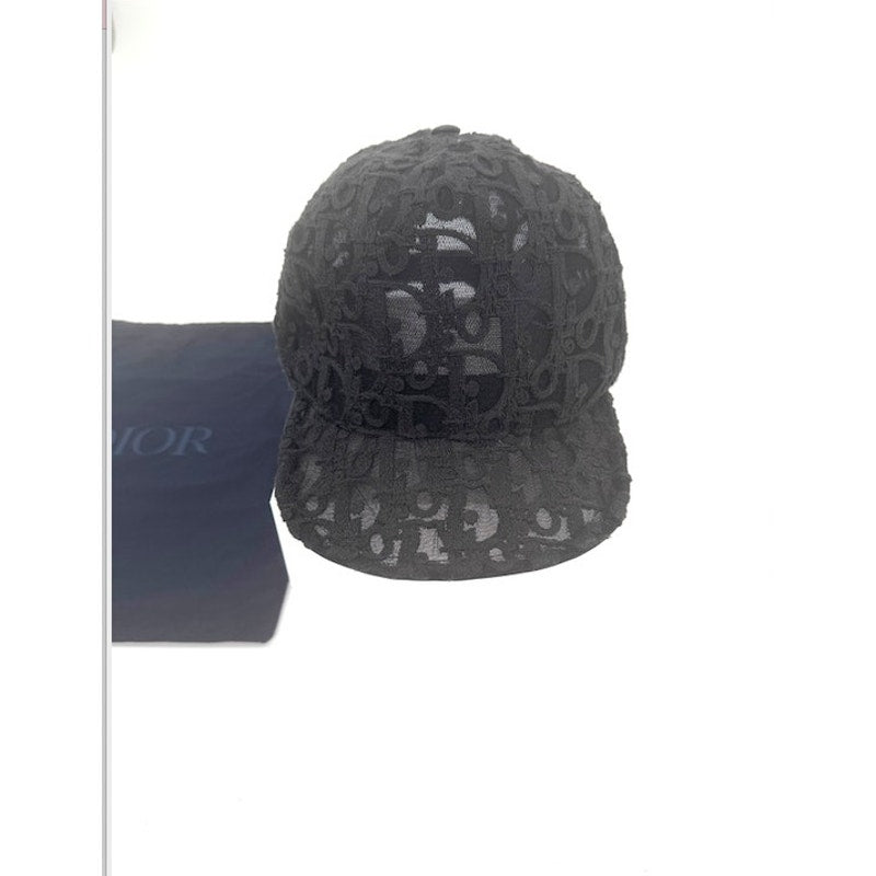 Christian Dior Oblique Technical Tulle Mesh Baseball Cap Black Size L Dust Bag