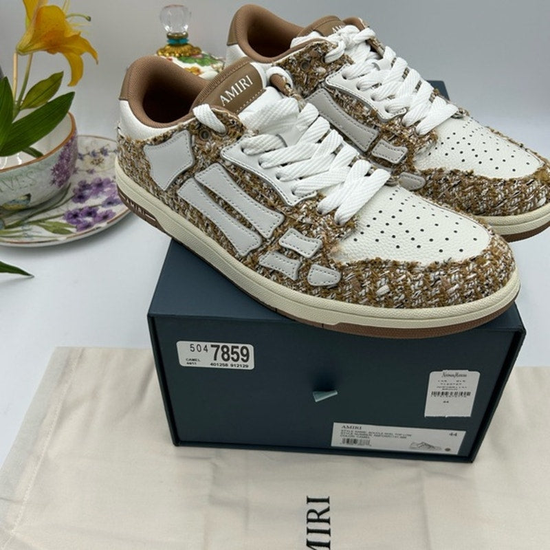 Men's AMIRI BOUCLE SKEL low top leather trimmed sneakers size 44