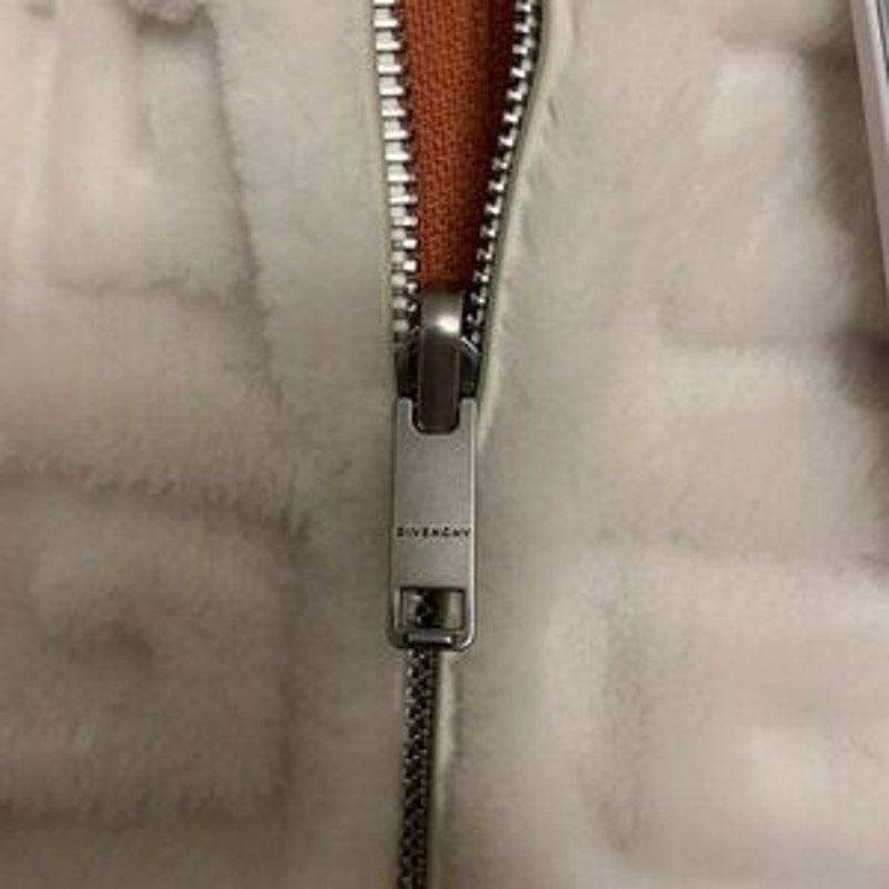 Women's Givenchy reversible dyed lamb fur hooded jacket in 4G pattern 36/4US