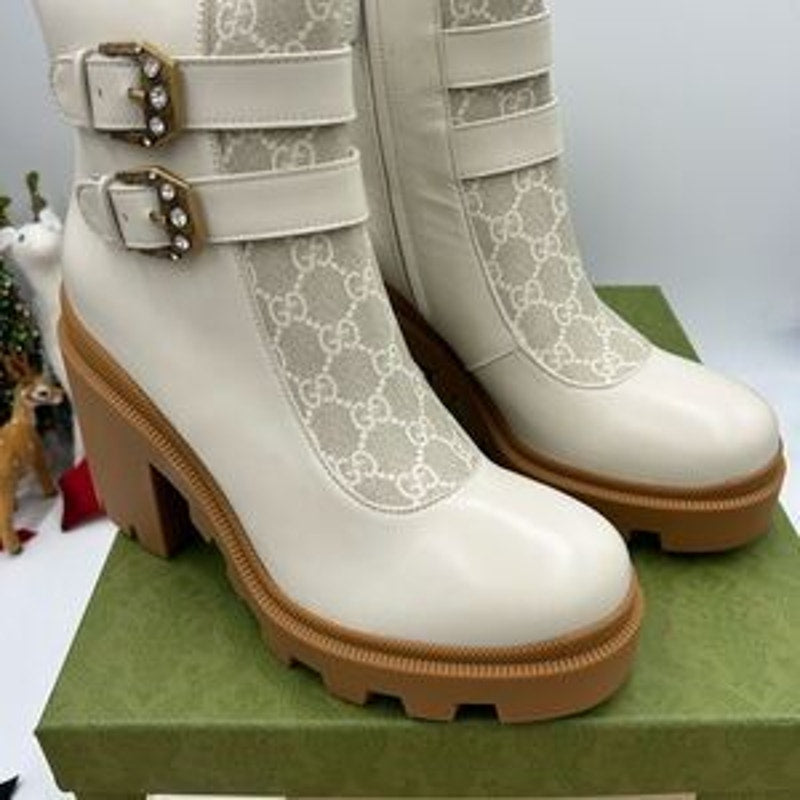 Women’s Gucci, GG Supreme lug sole combat boots size 42 made in Italy