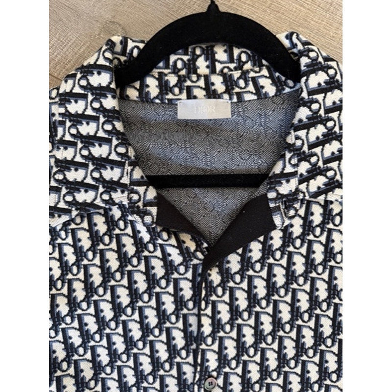 Men's Dior Oblique Jacquard All-Over Woven Button-Up Long Sleeve Shirt Size XL