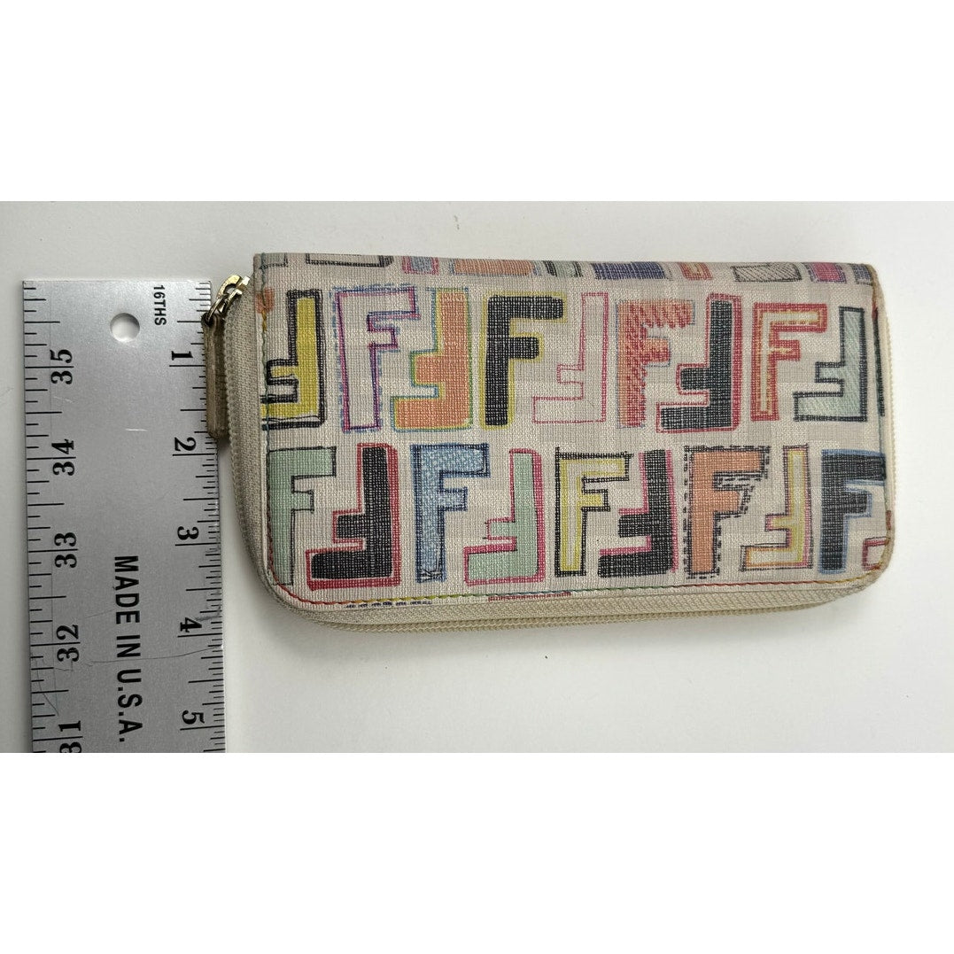 Fendi Rare Multicolor Zucca FF Long Zip Around Wallet