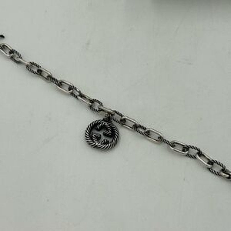 Women’s Gucci, interlocking G twisted charm sterling silver bracelet 925 Italy