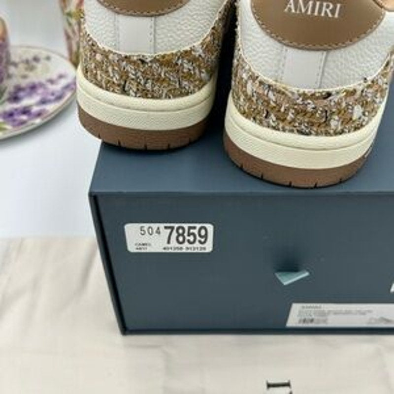 Men's AMIRI BOUCLE SKEL low top leather trimmed sneakers size 44