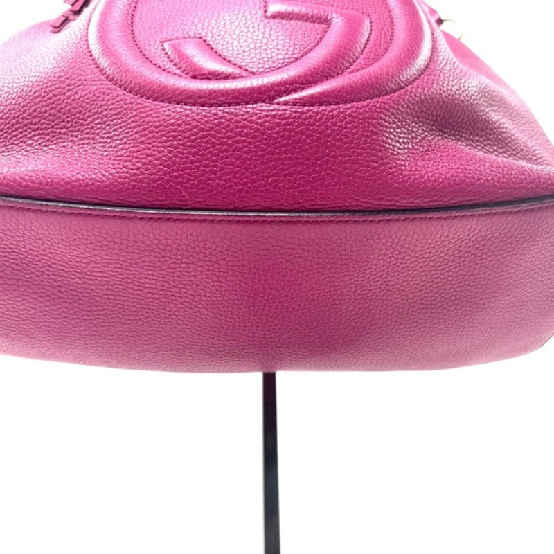 GUCCI Fuchsia Leather Soho w/tassel.Long strap and short strap/ 3 way bag.