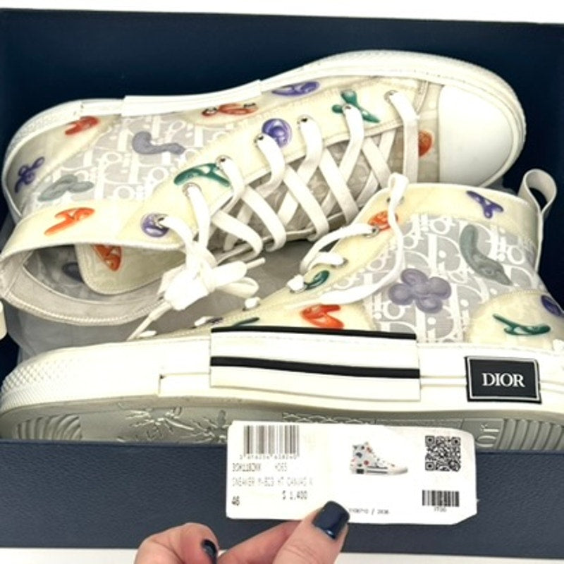 Men's Dior x Kenny Scharf Technical Oblique Patch B23 High Top Sneakers Size 46