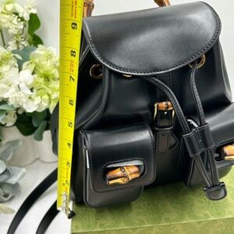 Gucci leather bamboo backpack made in Italy NWT