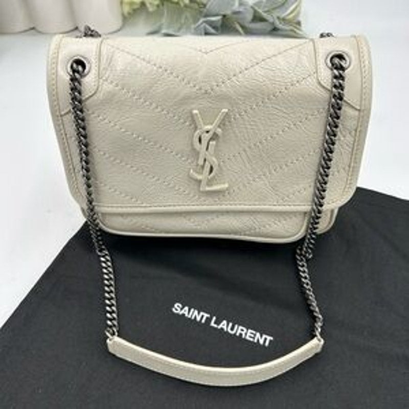 Women's Saint Laurent Ysl NIKI BABY shoulder bag in vintage crinkled leather