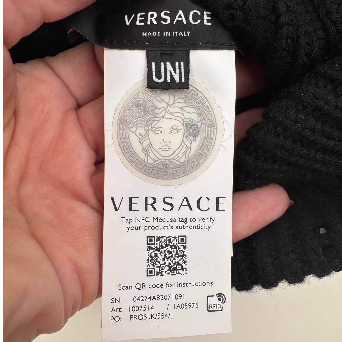Men's Versace x Swarovski Crystal Black Knit Beanie – Retail $1,200