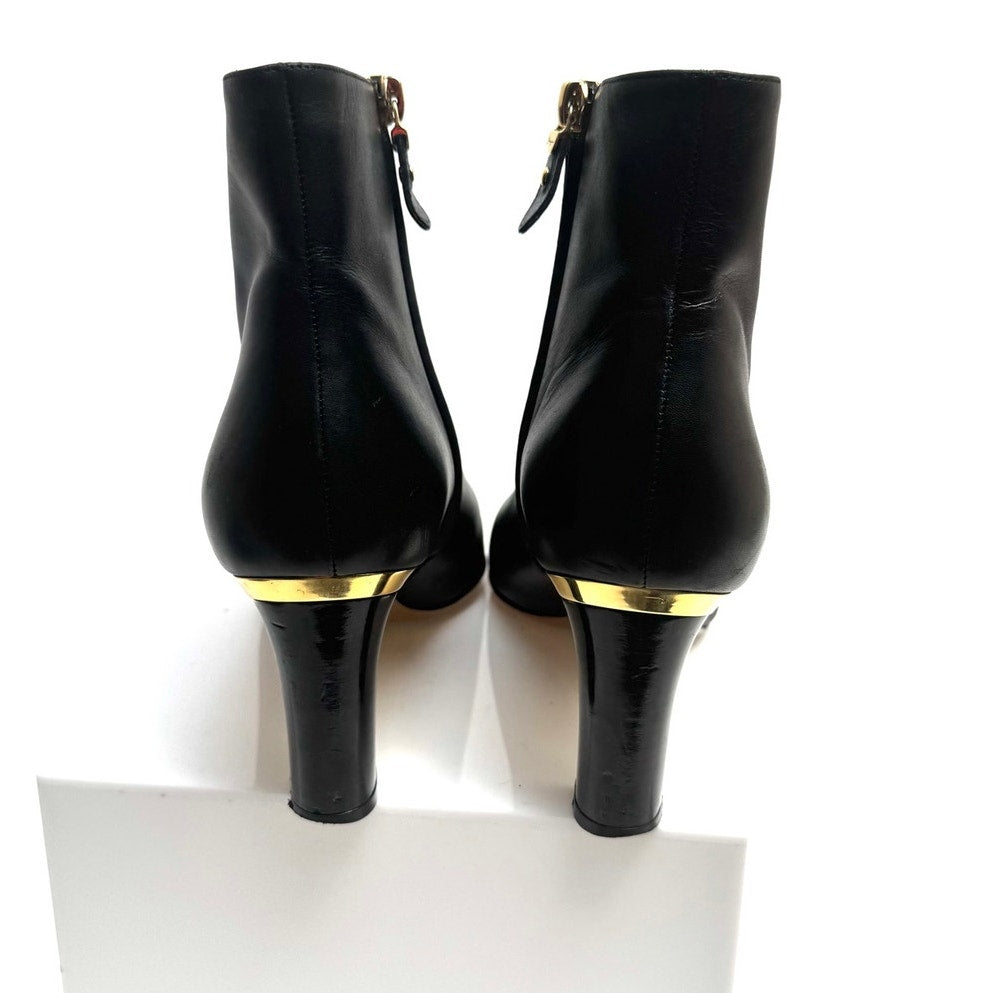 Salvatore Ferragamo Black Leather Back Zip Ankle Boots Size 8.5 B