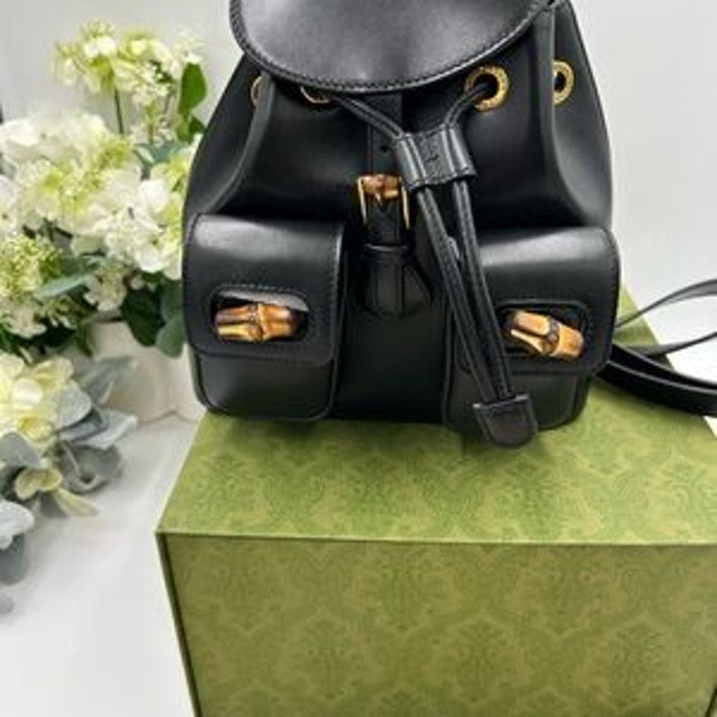 Gucci leather bamboo backpack made in Italy NWT
