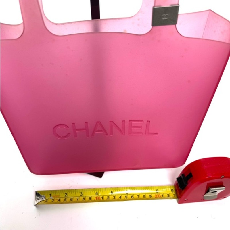 Chanel Pink Tote w/ Silver detail on strap in a neoprene, rubber like material