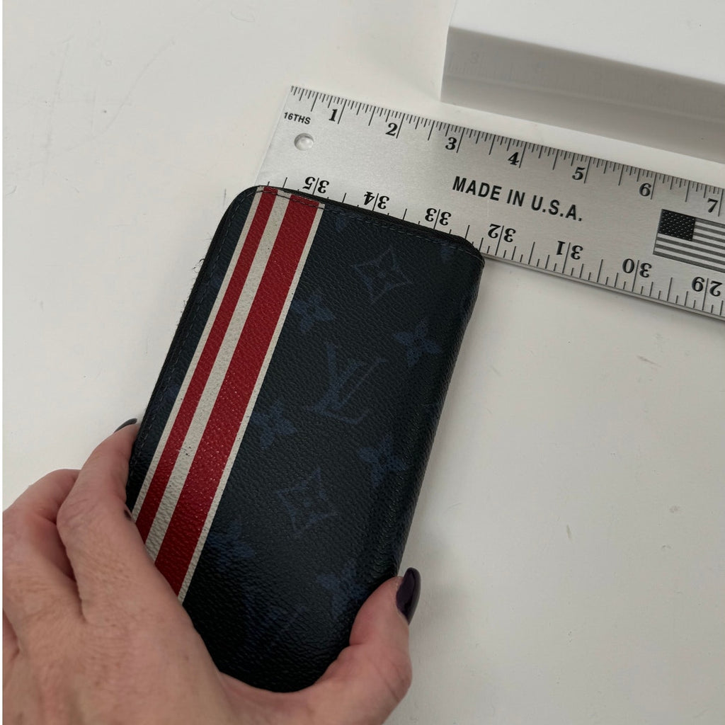 Louis Vuitton Rare Canvas Zippy Vertical Monogram Cobalt Stripe Long Wallet