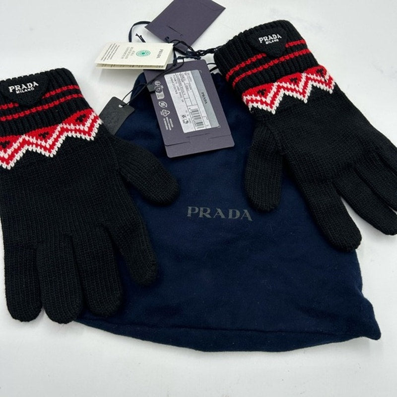 Unisex Prada wool/cashmere knit gloves size large made in Italy