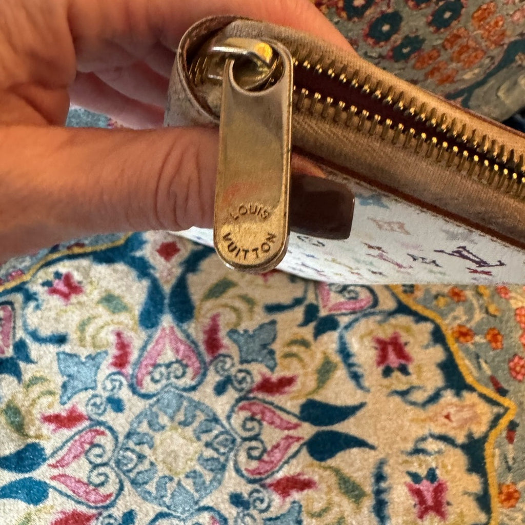 Louis Vuitton Takashi, Murakami collaboration, long zippy wallet w/pink interior