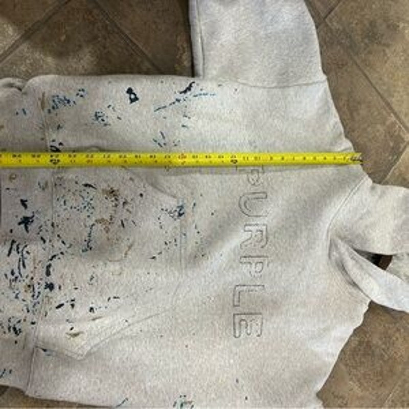 Men's Purple brand paint, splattered, crystal wordmark, heavy cotton fleece M