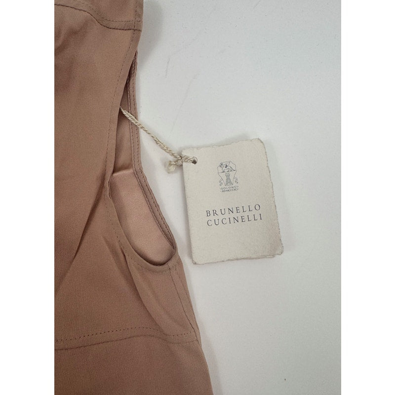 Brunello Cucinelli NWT Women's Silk Shell Blush Beige Blouse XS