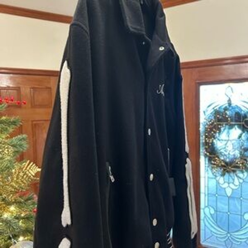 Men's Amiri bones wool black varsity jacket size 52/ extra large