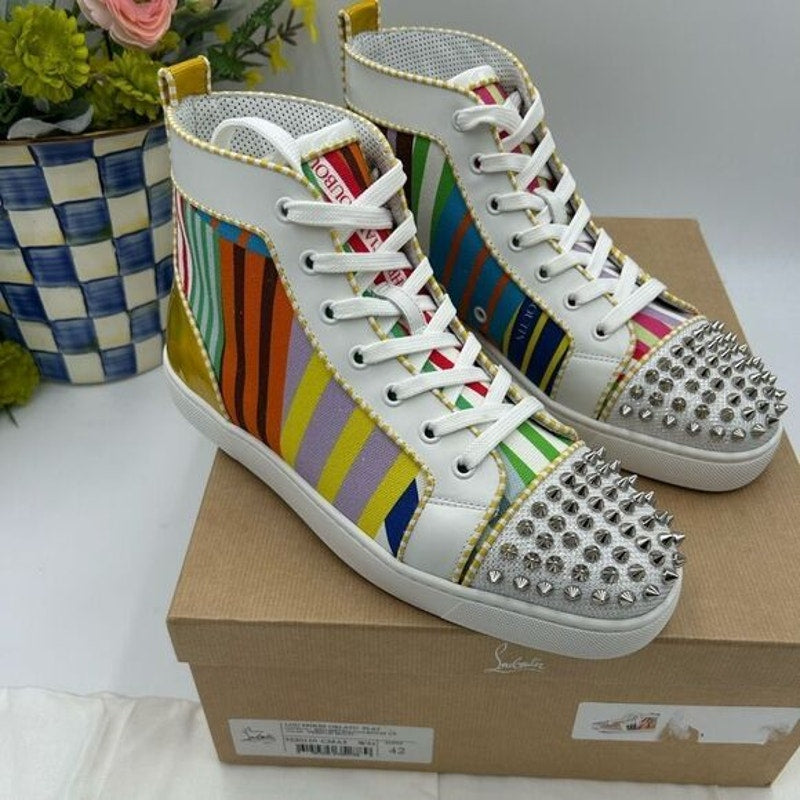 Men’s Christian Louboutin Lou spikes high top sneakers size 42 made in Italy
