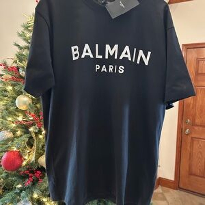 Balmain Paris Black cotton logo T-Shirt for Men size small made in Italy