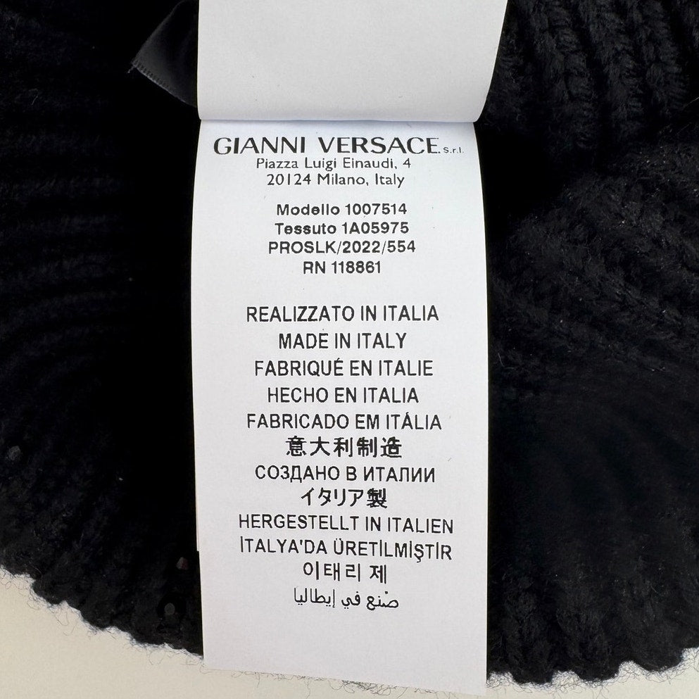 Men's Versace x Swarovski Crystal Black Knit Beanie – Retail $1,200