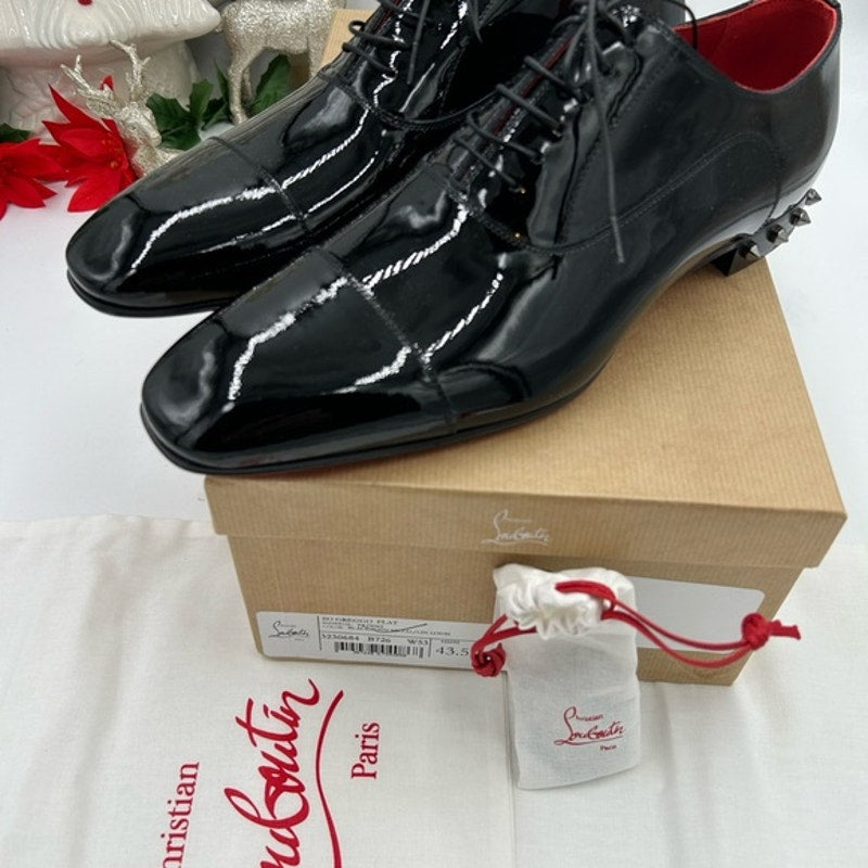 Christian Louboutin men's so greggo Black Patent Leather spike heel Oxford 43.5