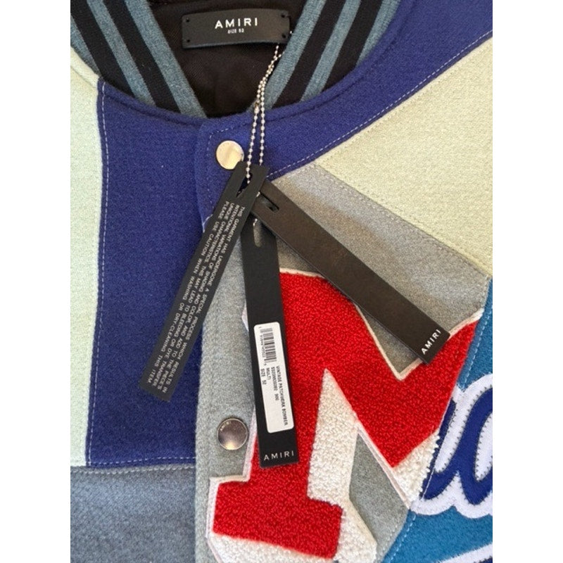 AMIRI Patchwork Leather & Wool Varsity Jacket – NWT – IT 52