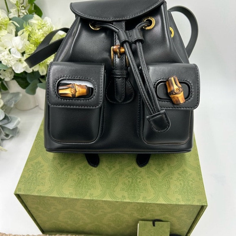 Gucci leather bamboo backpack made in Italy NWT