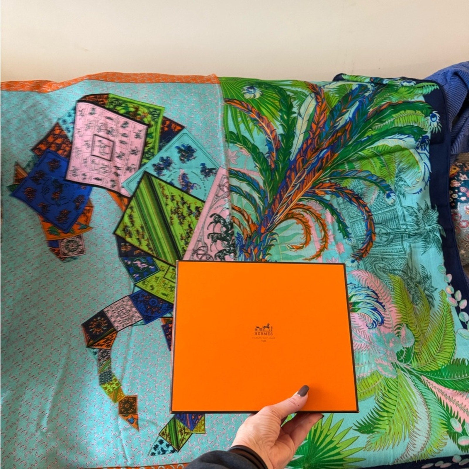 Hermès cashmere, equestrian/jungle themed scarf. Indescribably beautiful piece