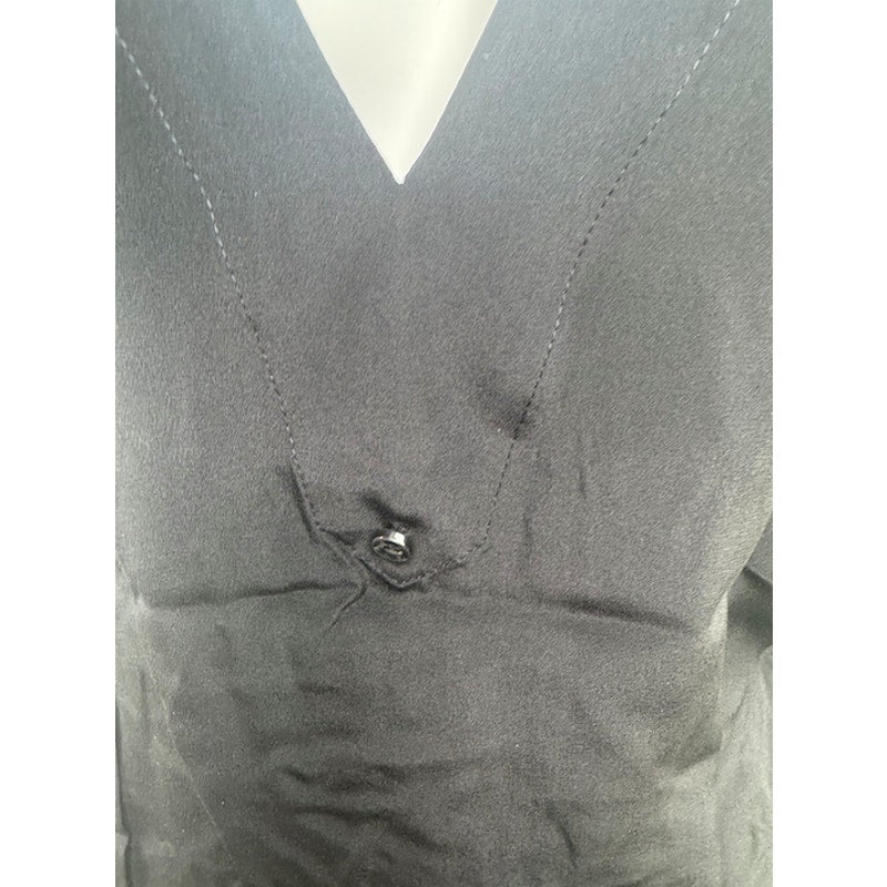 Barbara Bui NWT Black 100% Silk Necktie Designer Blouse Size 38 / US 6