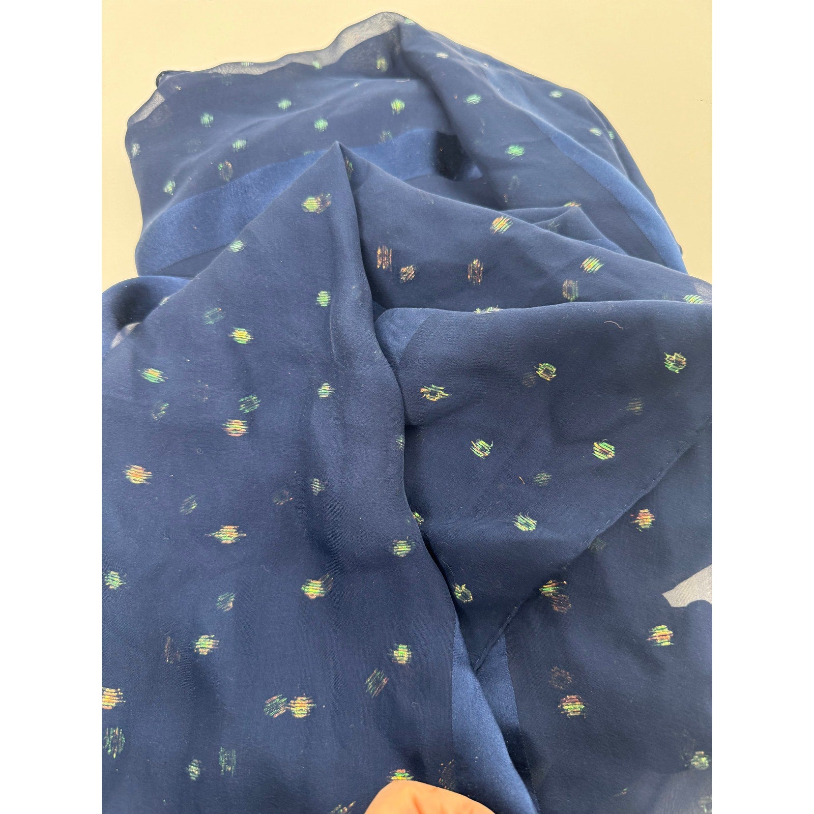 Christian Dior Blue Rare Metallic Flakes Large Shawl Scarf