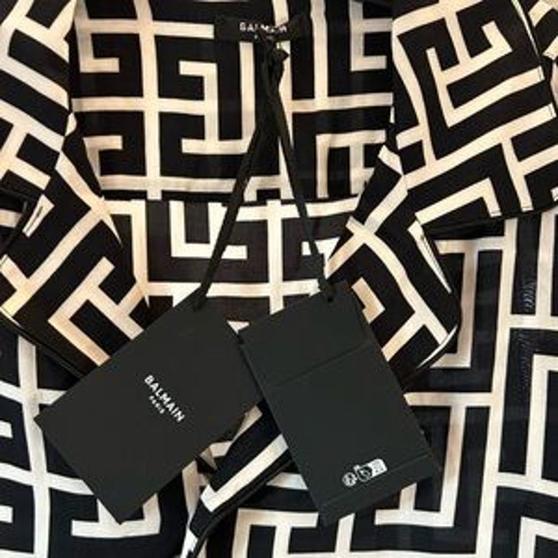 Men's Balmain monogram pajama shirt, size 43 made in Italy