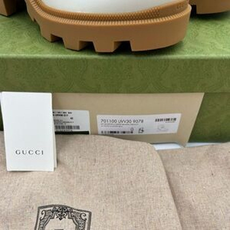 Women’s Gucci, GG Supreme lug sole combat boots size 42 made in Italy