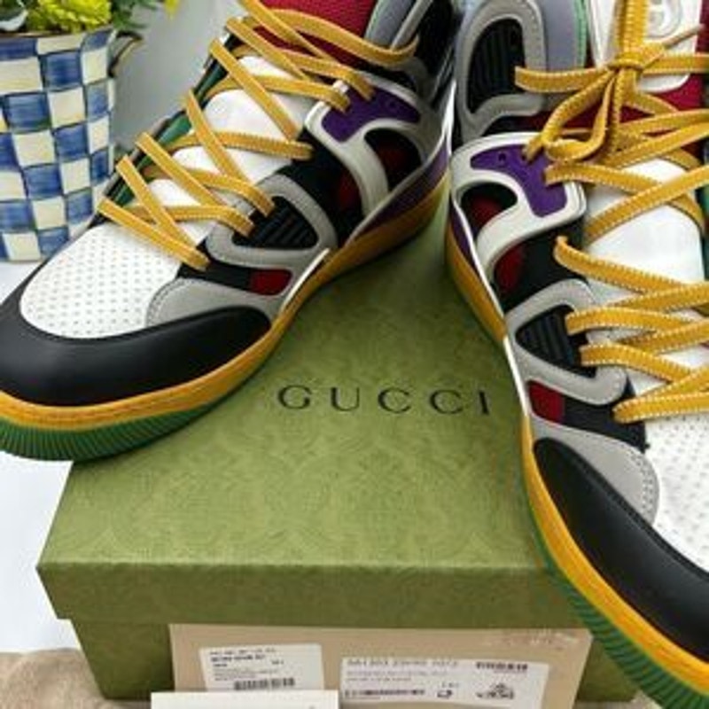 Men’s Gucci, leather high top basket sneakers size 14.5 made in Italy
